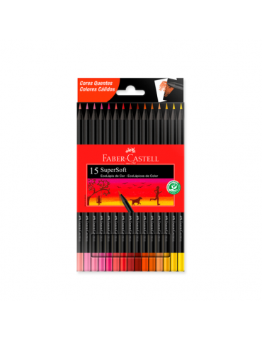 LAPICES DE COLOR FABER CASTELL x15 COLORES CÁLIDOS